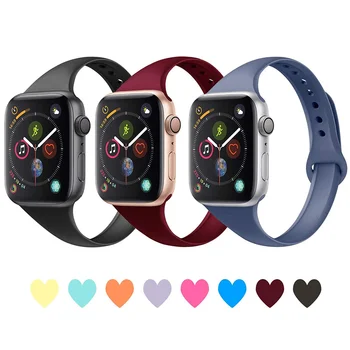 Plonas dirželis apple watch band 44mm 42mm 40mm 38mm minkšto silikono apyrankę correa smartwatch apyrankė iwatch 6 se 5 4 3 grupė