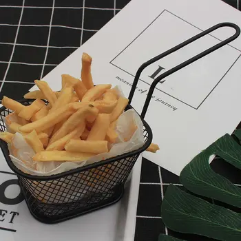 Prancūzų Smaży Krepšelį metalo Black dažų purkštuvu Mažų maisto produktų krepšeliu, Kepti vištienos sparneliai užkandis akutėmis krepšelio 1 Set