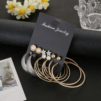 Punk madinga aukso negabaritinių geometrinis turas ratas hoopas auskarai moterims mergina mada imituoti perlas vestuvių dovana auskarai