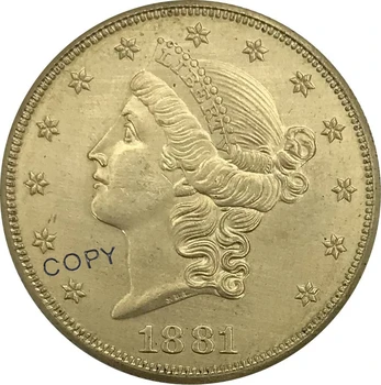 S 1881 Jungtinės amerikos valstijos 20 Dvidešimt Dolerių Laisvė Vadovas Dvigubas Erelis su moto Aukso Žalvario monetos Kolekcionieriams Kopijuoti Monetos