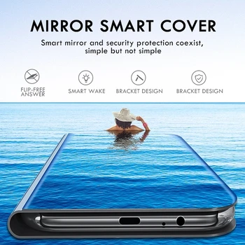 Smart Veidrodis, Flip Case For Xiaomi Poco X3 Pro F3 M3 Mi 11 10T Lite Redmi K40 9A 9C 10 Pastaba Pro Max 10S 9S 9 8 8T Odos Padengti