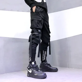 Stilingas 2021 Japonijos Mados Harajuku Streetwear Kelnės Vyrams Juostelės Kišenės Krovinių Poilsiu Techwear vyriškos Kelnės Hip-Hop