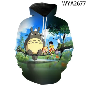 Totoro Palaidinės Hoodies 3D Atspausdintas Berniukas Mergaitė Vaikai Mados Vyrams, Moterims, Vaikams, Hoodies