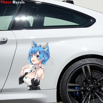Trys Ratels FC706 katytė neko rem vėl nulis anime mergaitė automobilį, nešiojamojo kompiuterio Lipdukai lipdukas