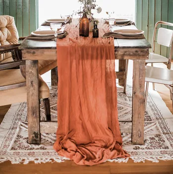 Valgomasis stalas apdaila rust stalo runner vestuvių dekoravimas medvilnės marlės, dovanų stalo bėgikų 60x400cm
