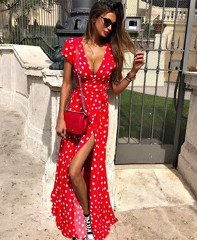 Vasaros suknelė Moterims 2021 Skraiste Femme Baltoji Moteris Ilgai Maxi Jurk V-kaklo Sexy Raudona Spausdinti Bohemijos suknelė Plius Dydis suknelės De Mujer