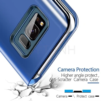 Veidrodis Smart Apversti Telefono dėklas Samsung Galaxy M30S M51 M31 M10 M31S M40S M21 M80S M20 M60S M10S M40 M30 Lango Stovi PC Dangtis