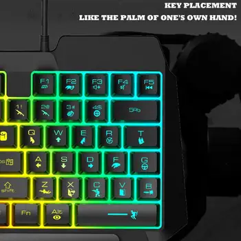 Viena Ranka Žaidimų Klaviatūra 39/35 Mygtukai RGB Apšvietimu Nešiojamas Mini Gaming Klaviatūra Pelės Rinkinys, Skirtas PC, PS4 Xbox Gamer Win