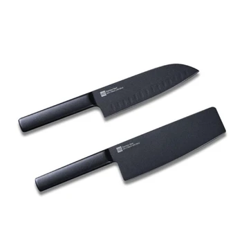 Youpin Originalus Huohou kietas juoda virtuvės nelipnia peilis, 2 vnt. nerūdijančio plieno pjovimo rinkinys