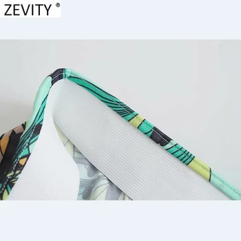 Zevity 2021 Moterys, Tropinių Gėlių Spausdinti Kratinys Pločio Kojų Kelnės Moteriška Elegancija Elastinga Juosmens Atsitiktinis Palaidų Vasaros Kelnės P1117