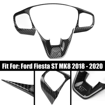 1 Set ABS Anglies Pluošto Automobilio Vairo Apdaila Valdymo Mygtukas Rėmo Dangtis Reikmenys Ford Fiesta ST MK8 2018-2020