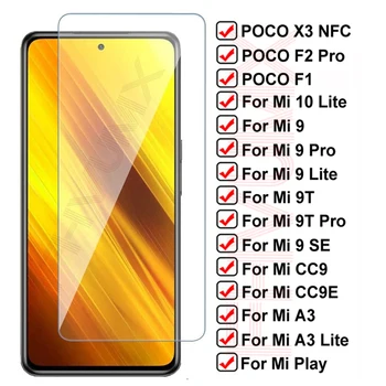 11D Apsauginis Stiklas Xiaomi Poco X3 NFC F1 F2 Pro Grūdintas Screen Protector Mi 10 Lite Mi9 9 SE 9T CC9 CC9E A3 Lite Filmas