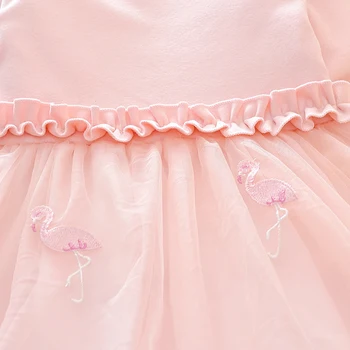 12M-8 Metų Flamingo Tiulio Suknelė Kūdikių Mergaičių Bamblys Vaikams, Vaikų ilgomis Rankovėmis Suknelė Patenka Drabužiai Princesė Kostiumas