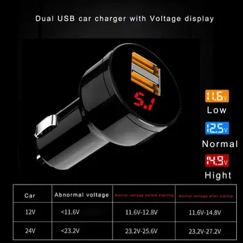 12V/24V Dual Uostų 3.1 USB Automobilinis Įkroviklis, Cigarečių Degiklio Skaitmeninis LED Voltmeter Maitinimo Adapteris Mobilaus Telefono Tablet GPS