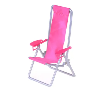 1pc Pink Fashion 1:12 Masto Puikus Sulankstomas Deckchair Lounge Paplūdimio Kėdės Miniatiūriniai Barbie Lėlės Namą