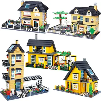 2020 Wange Suderinama Miesto Architektūros modelis kapitalo statybos rinkiniai blokuoti vaikams, žaislai vaikams, plytos, Prancūzija vila kaime rinkiniai