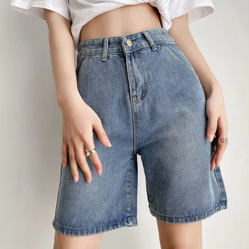 2021 naujas temperamentas mados dizaino aukštos juosmens Euro Amerikos kišenėje vasaros mėlyni džinsai moterų šortai