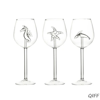 300ML Stiklo Hipokampo Delfinai, Delfinai, Raudonojo Vyno taurių Taurės Stiklo