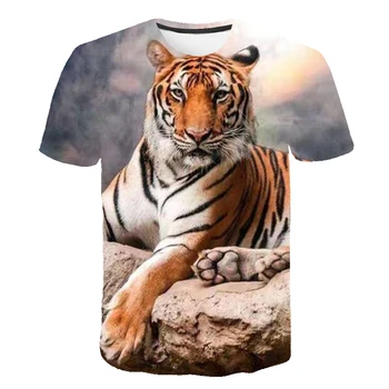3D Atspausdintas Tigras Gyvūnų Kids marškinėliai Berniukams, Mergaitėms Overlord Valdinga Vaikų Drabužiams O-kaklo trumparankoviai Atsitiktinis Tee