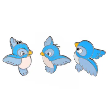 3pcs/set Mielas Emalio Blue Bird Pin Animacinių filmų Plaukioja Gyvūnų Sagė Džinsinio Pin Sagtis Marškinėliai Ženklelis Dovana Vaikams Populiarus Juvelyrikos
