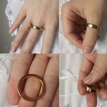 4mm Paprasta Sklandžiai Moterų Žiedai, Juoda, Nerūdijančio Plieno, Vyrų Žiedai Gimtadienio Dovanos