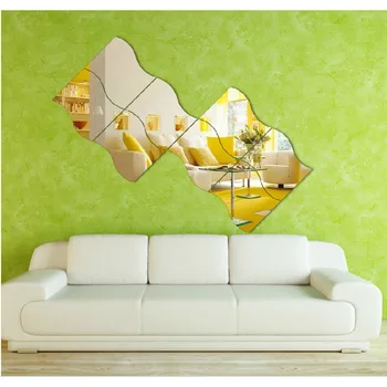6 Vnt Bangos Formos lipnios 3D Veidrodinė Siena Lipdukas Namo Kambaryje Decal Apdaila Adesivo murale specchio RT99