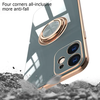 6D Electroplated Telefono dėklas Skirtas iphone 12 Pro Max Mini Silikono Žiedas Telefono Shell 