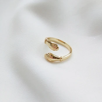 925 Sterlingas Sidabro Pirštus Apkabinti Jums Žiedas Meilužis Valentino Dienos Dovana Asmenybės Dizaino Žavesio Žiedas Iš Aukso Ir Sidabro