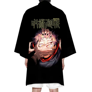 Anime Džiudžiutsu Kaisen Cosplay Kostiumų Itadori Yuji Fushiguro Megumi 3D Spausdinimo Kimono Dangomis, Ilgi Apsiaustai be rankovių Liemenės Suaugusiems Vaikams