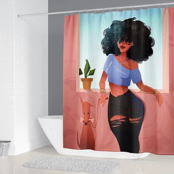 Asmeninį Afrikos Amerikos Moterų, Vonios Užuolaidos Sexy Lovely Juoda Mergina Dušo Užuolaidos Nustatyti, Vonios Kilimėliai Kilimėliai Namų Dekoro