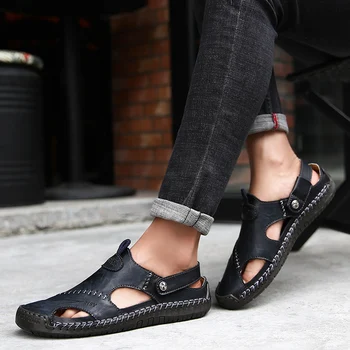Coslony vyrai sandalai vasarą dizaineris prabangus natūralios odos 2021 Paplūdimio Šlepetės, neslidžia Minkštas Lauko batai plius dydis 47 48
