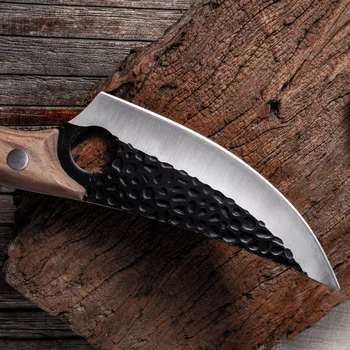 Cuchillo de cocina de acero inoxidable hecho a mano, cuchillo de carnicero, cocina al aire libre, cortador de carnicero