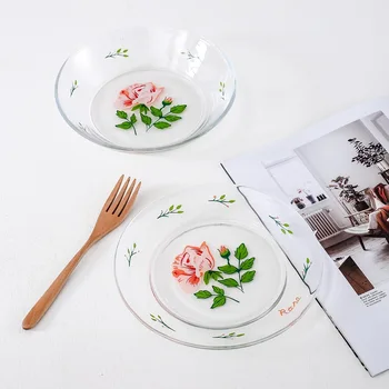 Cutelife Korėjos Stiliaus Ins Rose Stiklo Plokštė Retro Vintage Paprastos Salotos Patiekalas, Desertas Plokštės Stovėti Pyrago Užkandis Dėklas Vestuvių Plokštė
