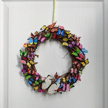 DIY Butterfly Wreath For Door Grapevine Form Frame Centerpiece Wire Ring Wood Year Round Upon Door Rainbow Butterfly Wall Decal