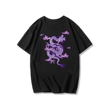 Dragon spausdinti woemn tshirts t-shirty damskie estetinės Negabaritinių ropa mujer Streetwear viršūnės T-shirt ulzzang Harajuku derliaus