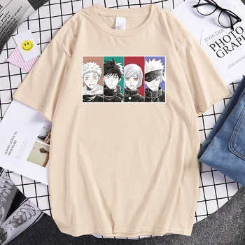 Džiudžiutsu Kaisen Grupės Animacinių Filmų T-Shirt Vyrai Mada Juokinga Viršūnes Japonijos Anime Tee Marškinėliai Vyrų 2021 Karšto Hip-Hop Prekės Atsitiktinis Marškinėliai