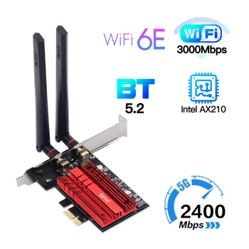 Fenvi WiFi 6E AX210 Belaidžio PCIe Card Tri-Band 6Ghz/5G/2.4 Ghz Bluetooth 