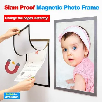 Foto Rėmelis A4 A3 Magnetinio Cadre Nuotrauką Kūdikių Slam Įrodymas, Šaldytuvas Sienų Dekoras Porta Retrato Marco Foto Ramka Na Zdjecie