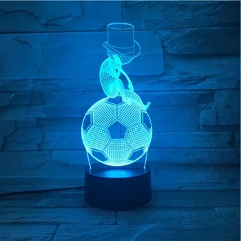 Futbolas Naktį Šviesos diodų (LED 3D Iliuzija naktinė lempa su sensoriniu Jungikliu, Stalo Lempos 