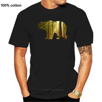 Gamtos 679 Tee Forest Bear Siluetas Marškinėlius Marškinėliai, Moteriški Vaikų, Gyvūnų T Shirt Mens