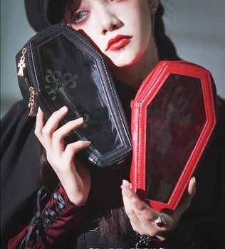 Gotikos Banpaia Vampyro Karstą Skaidrus PU Ita Maišelį Lolita Crossbody Maišelį Mergina Kawaii talpinimo JK Rankinėje Itabag Pečių Maišą