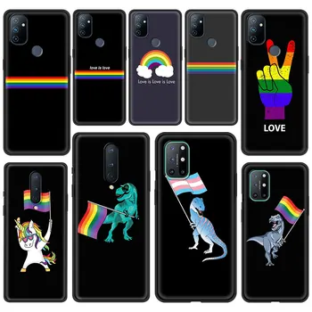 Gėjų, Lesbiečių LGBT Vaivorykštė Pasididžiavimas Silikoninis Telefono dėklas, Skirtas OnePlus Nord N100 8T 8 5G 7 7T Pro Z Minkštos TPU Apvalkalas Padengti Coque Fundas