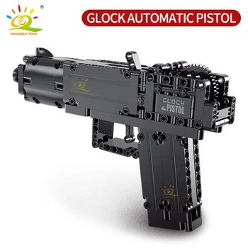 HUIQIBAO 288PCS Glock Signalas Šautuvu Techninės Modelio Kūrimo Bloką Nustatyti Karinis Ginklas Plytos Miestas Kūrybinis Žaidimas, Žaislai Vaikams