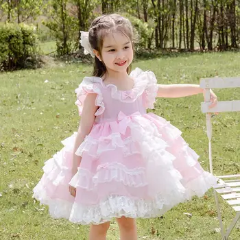 Ispanijos Kūdikių Drabužiai Be Rankovių Princesė Kamuolys Suknelė Vaikų Gimtadienio Velykų Eid Girl Lolita Dress A186