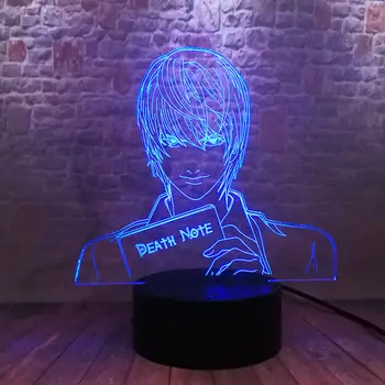 Juokinga 3D Iliuziją, LED Lempos, 7 Spalvų Keitimas naktinė lempa Japonija, Anime Death Note, Yagami Light Anime Paveikslas Modelis, Žaislai
