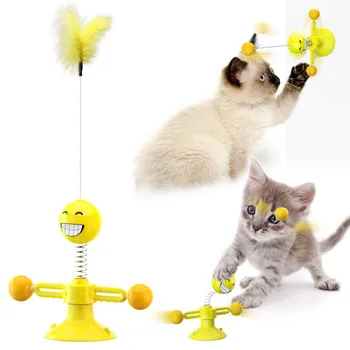 Katė vėjo malūnas žaislas juokinga masažas pasukti katė žaislas katė pavasarį žaislas sferiniai dantų valymo naminių reikmenys, kačių žaislas