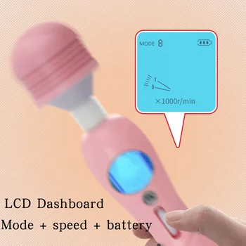 LCD AV Magic Wand Vibratorius Moterims Klitorio Stimuliatorius USB Mokestis Body Massager G-Spot Moterų Orgazmas Masturbacija Sekso Žaislai