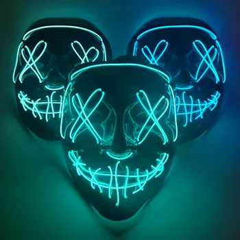 LED Žėrintis Baisu Masque Kaukę Maskuotis Neono Švytėjimas Kaukės Helovyno Cosplay Siaubo Kaukėmis Helovinas Šalis Cosplay Apdailos Rekvizitai