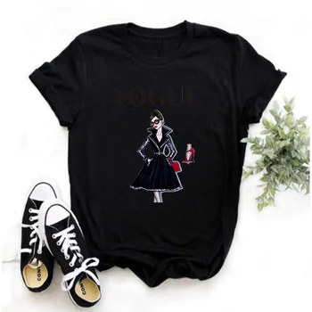 LINNA Mados Modelio Dizaino Stiliaus Moterų Top marškinėliai moteriški marškinėliai Tatuiruotė Princesė Drabužių Mados trumpomis Rankovėmis T-shirt