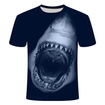 Mados 3D Atspausdintas Ryklys Marškinėliai Vyrų atostogauti žvejybos t-shirt Streetwear Atsitiktinis viršų Kūrybos Vasaros vyrų Trumpi marškinėliai